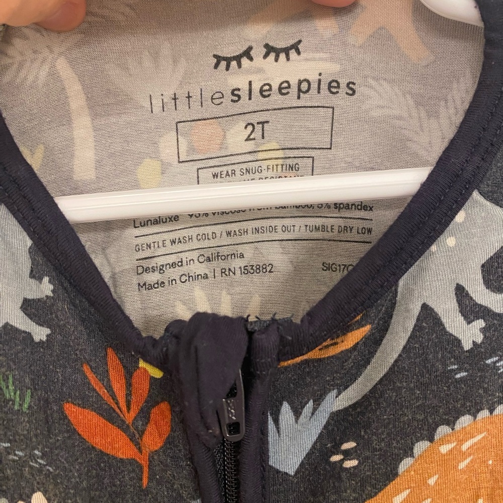 Little Sleepies Dino Adventure Pajama in Orange and Gray